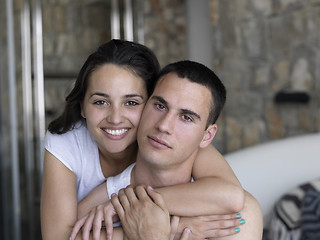 Image showing couple relax and have fun in bed