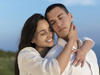 Image showing happy young romantic couple have fun arelax  relax at home