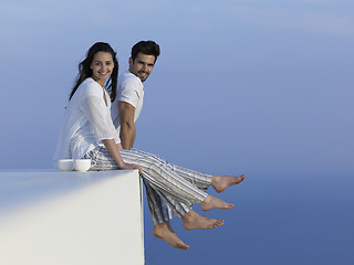 Image showing happy young romantic couple have fun arelax  relax at home