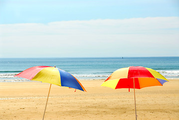 Image showing Beach umbrellas