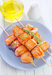 Image showing salmon kebab