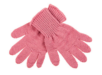 Image showing knitted woolen baby gloves