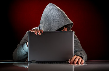 Image showing Hacker with laptop