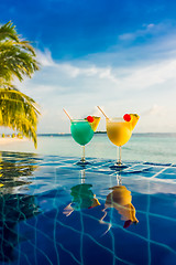 Image showing Cocktail near the swimming pool