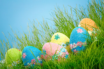 Image showing Decorated easter eggs