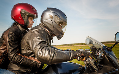 Image showing Bikers on the road