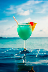 Image showing Cocktail near the swimming pool