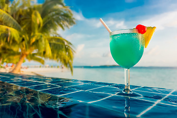 Image showing Cocktail near the swimming pool