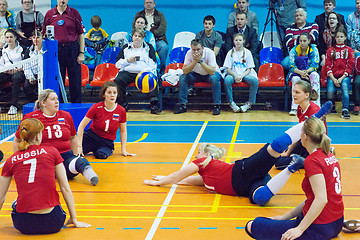 Image showing Anna Bisaeva (11) take a ball