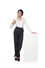 Image showing Business woman with blank white board