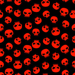 Image showing  red skulls on black background, seamless pattern