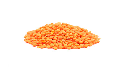 Image showing Red lentils on white