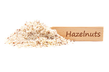 Image showing Hazelnuts powdered and plate