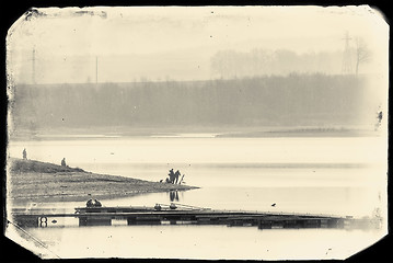 Image showing Vintage postcard from lake