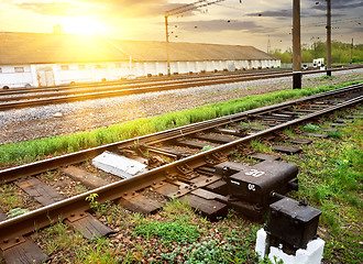 Image showing Grass near rails