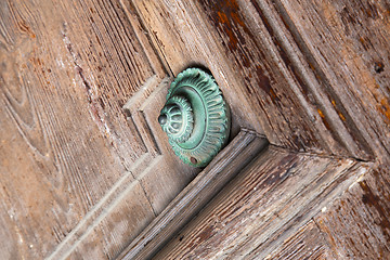 Image showing defocused abstract   door curch  closed wood lombardy   lonate p