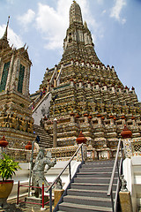 Image showing  pavement gold    temple   in   statue  thailand incision of the