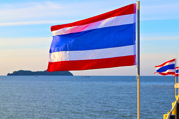 Image showing asia  lomprayah  bay isle sunrise flag   in thailand and 