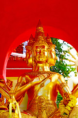 Image showing siddharta   in the temple bangkok asia   red three face