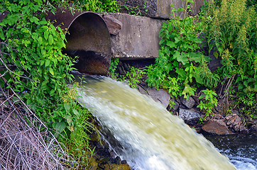 Image showing Discharge of water from the pipe in the river