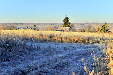 Image showing Rural landscape with autumn frost