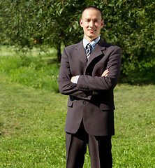 Image showing Man working outdoors as a freelancer