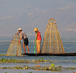 Image showing Fishing on Inle Lake