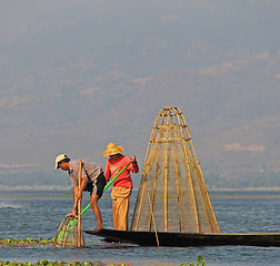 Image showing Fishing on Inle Lake