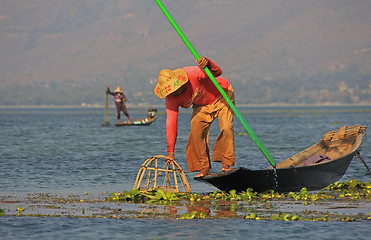 Image showing Fishing on Inle Lake