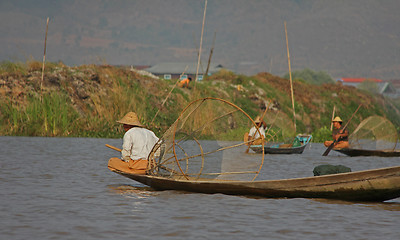 Image showing Fishing on Inle Lake