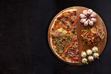 Image showing pizza and sushi f