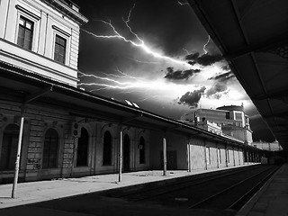 Image showing Lightning over the station