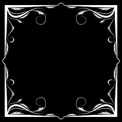 Image showing Vector floral white frame on a black background