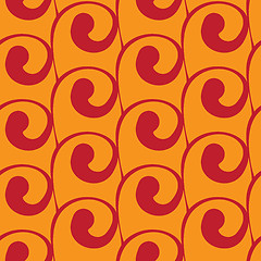 Image showing Vector seamless orange background with red swirls