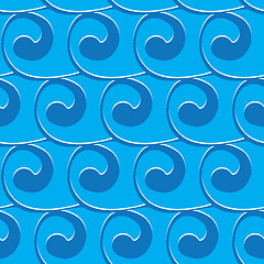 Image showing Vector seamless light blue background with blue swirls. waves