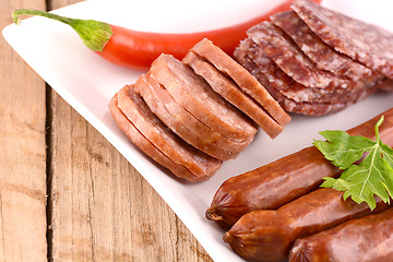 Image showing salami and red pepper