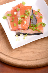 Image showing salmon filet with fresh herbs