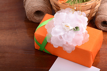 Image showing gift box with flowers