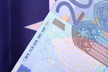 Image showing european money on american flag