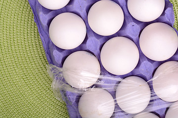 Image showing Chicken eggs in egg tray