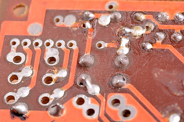 Image showing Close up of old computer circuit board