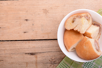 Image showing Fresh meat chop on white bowl