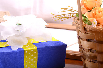 Image showing gift box with flowers