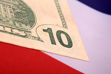 Image showing dollars on american flag