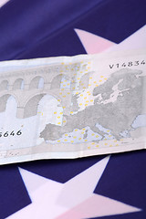 Image showing european money on american flag