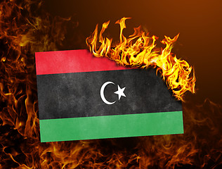 Image showing Flag burning - Libya