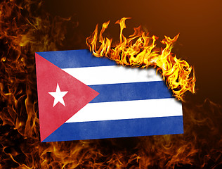 Image showing Flag burning - Cuba