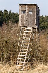 Image showing Wooden Hunters High Seat, hunting tower