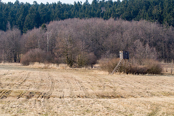 Image showing Wooden Hunters High Seat, hunting tower