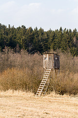 Image showing Wooden Hunters High Seat, hunting tower